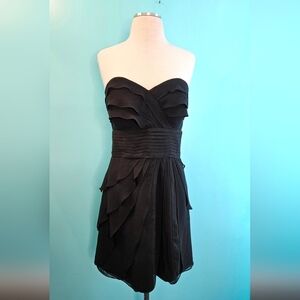 Bill Levkoff Layered Chiffon Elegant Black Strapless Dress
